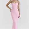 Romola Roze Stretch Mesh Vlinder Maxi-jurk
