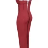 Romy Wine Mesh Bodycon Maxi-jurk