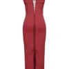 Romy Wine Mesh Bodycon Maxi-jurk