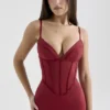 Romy Wine Mesh Bodycon Maxi-jurk