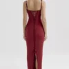 Romy Wine Mesh Bodycon Maxi-jurk