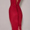 Romy Wine Mesh Bodycon Maxi-jurk