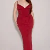 Romy Wine Mesh Bodycon Maxi-jurk