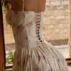 Rona ivoorkleurige katoenen maxi-jurk met vintage rozenprint