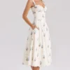 Rosalee Crème Midi-jurk met bloemenprint en korset