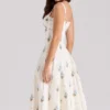 Rosalee Crème Midi-jurk met bloemenprint en korset