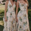 Allena Lemon Ribbon stretch katoenen halter midi-zomerjurk