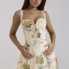 Rosalee Lemon Vintage Midi-jurk van katoen met lintprint