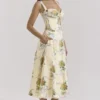 Rosalee Lemon Vintage Midi-jurk van katoen met lintprint