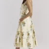 Rosalee Lemon Vintage Midi-jurk van katoen met lintprint