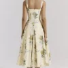 Rosalee Lemon Vintage Midi-jurk van katoen met lintprint