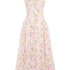 Rosalee roze katoenen bustier-Zomerjurk met weideprint