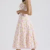 Rosalee roze katoenen bustier-Zomerjurk met weideprint