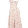Rosalee roze katoenen bustier-Zomerjurk met weideprint
