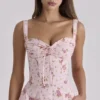 Rosalee Vintage roze midi-jurk met bloemenprint
