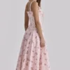 Rosalee Vintage roze midi-jurk met bloemenprint