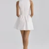 Rosalina witte katoenen mini-jurk met vetersluiting