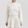 Rosina crèmekleurige mini-rok met volant van wol en kasjmier