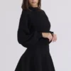 Rosina Zwarte mini-rok van wol en kasjmier