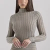 Rowena grijze velours doorschijnende gestreepte Body’s