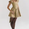 Saasha gouden jacquard mini-jurk
