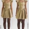 Saasha gouden jacquard mini-jurk