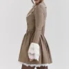 Sabelbruine mini-jurk met puppytooth-ruit