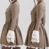 Sabelbruine mini-jurk met puppytooth-ruit