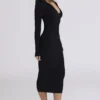 Sabra zwarte midi-jurk met lange mouwen