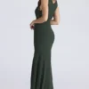 Sacha bosgroene maxi-jurk met panelen van georgette