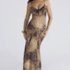 Sacha Maxi-jurk met panelen van georgette met luipaardprint – Limited Edition