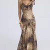 Sacha Maxi-jurk met panelen van georgette met luipaardprint – Limited Edition