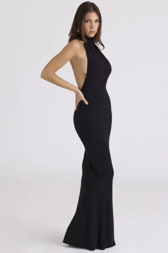 Sadira Zwarte Maxi-jurk met open rug – Limited Edition