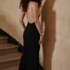 Sadira Zwarte Maxi-jurk met open rug – Limited Edition
