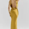 Safaira Amber satijnen maxi-jurk met gedrapeerde cowl-hals