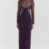 Safiya zwarte maxi-jurk met druivenprint