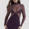Safiya zwarte maxi-jurk met druivenprint