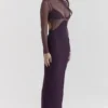 Safiya zwarte maxi-jurk met druivenprint