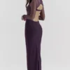 Safiya zwarte maxi-jurk met druivenprint