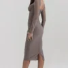 Safran Mocha Midi-jurk met korsetten