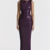 Sahara Merlot veganistische leren maxi-jurk