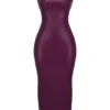 Sahara Merlot veganistische leren maxi-jurk