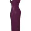 Sahara Merlot veganistische leren maxi-jurk