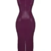 Sahara Merlot veganistische leren maxi-jurk