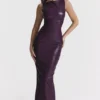 Sahara Merlot veganistische leren maxi-jurk