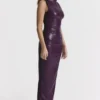 Sahara Merlot veganistische leren maxi-jurk