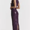 Sahara Merlot veganistische leren maxi-jurk