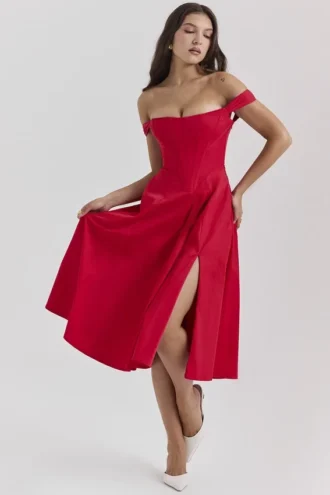 Saira Scarlet midi-zomerjurk