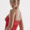 Salma rode roze satijnjurk