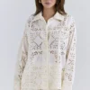 Samah wit katoen overhemd met broderie anglaise